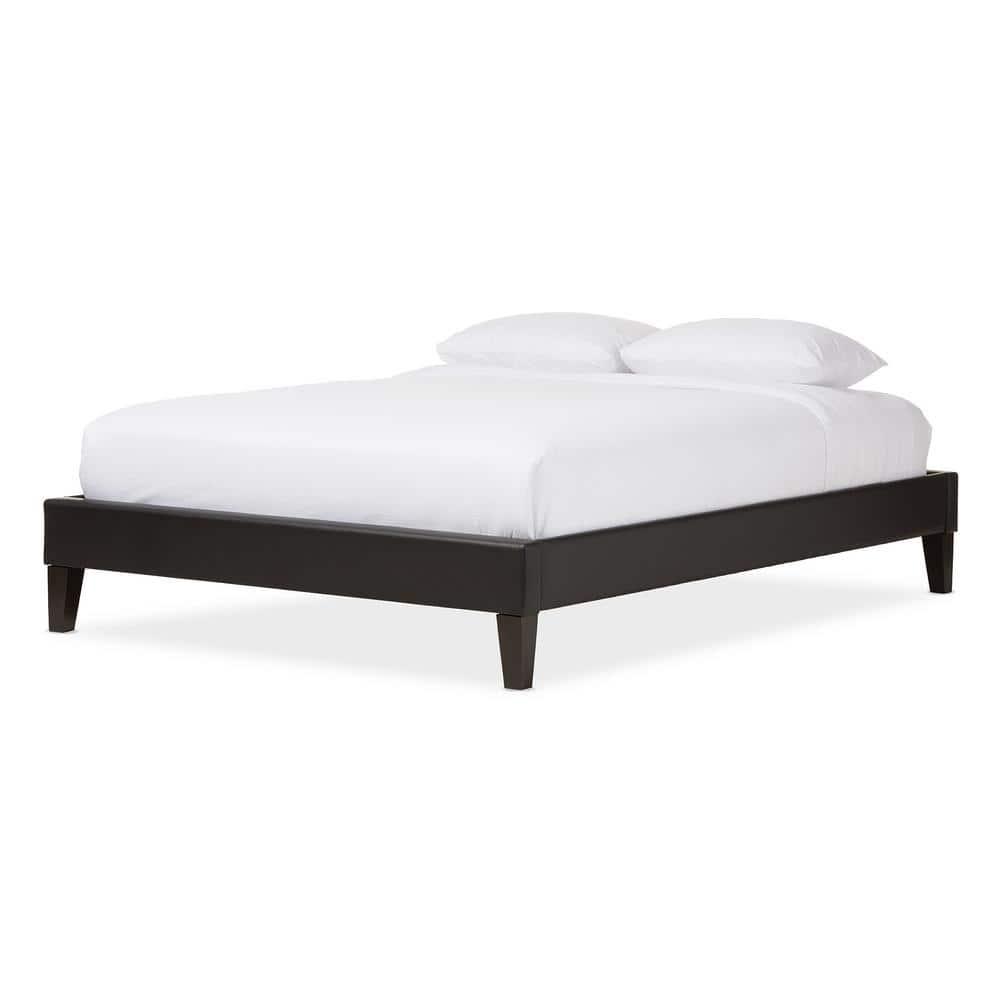 Full Lancashire Modern and Contemporary Faux Leather Upholstered Bed Frame with Tapered Legs Black - Baxton Studio