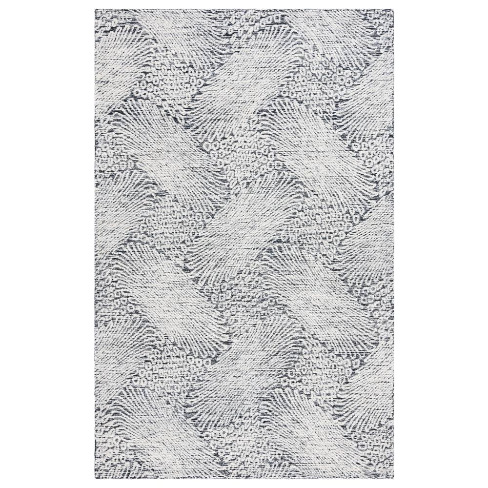 Ebony EBN105 Hand Tufted Indoor Area Rug - Black/Ivory - 4'x6' - Safavieh