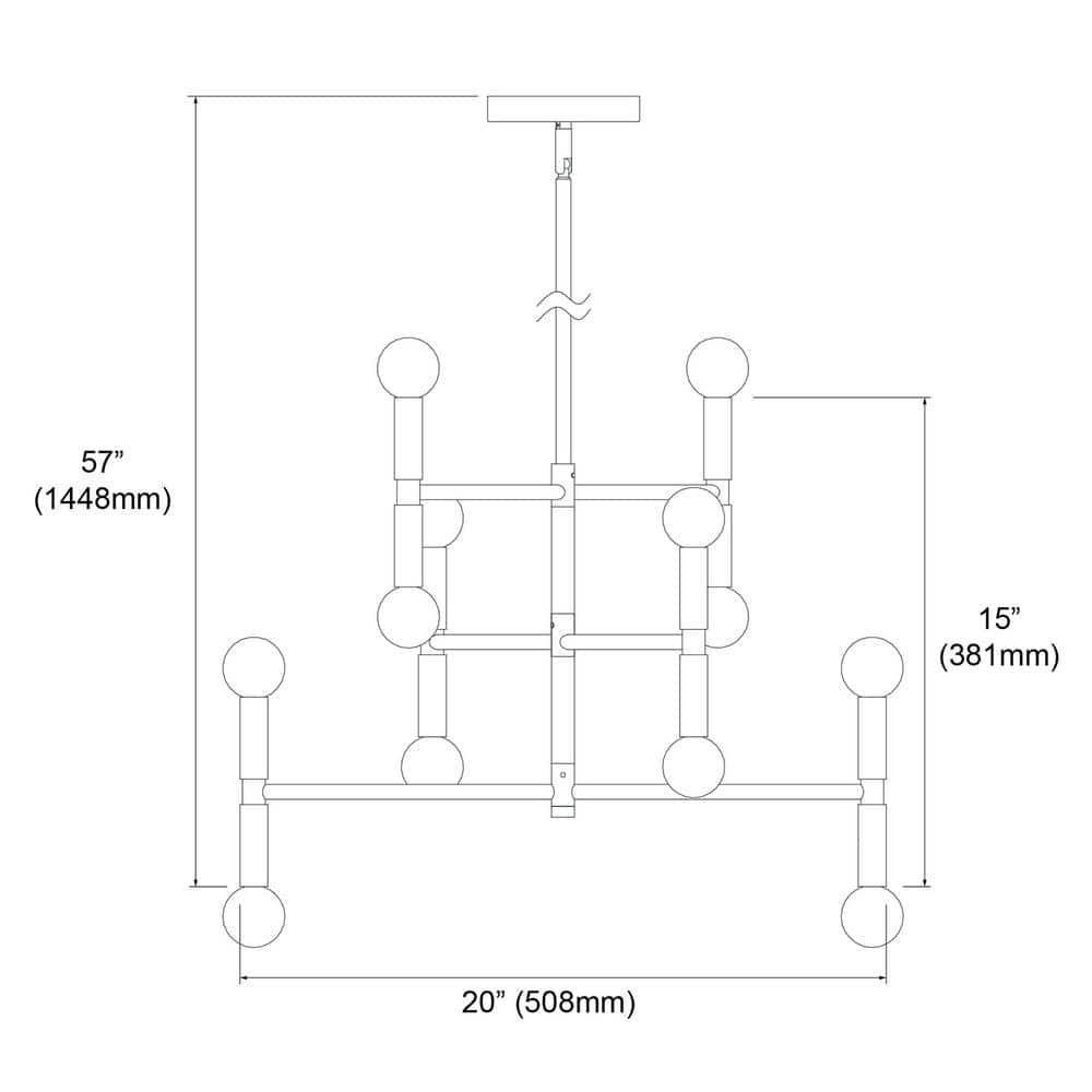 AVA-2012C-MB-Dainolite-Ava - Twelve Light 3-Tier Chandelier-Matte Black Finish
