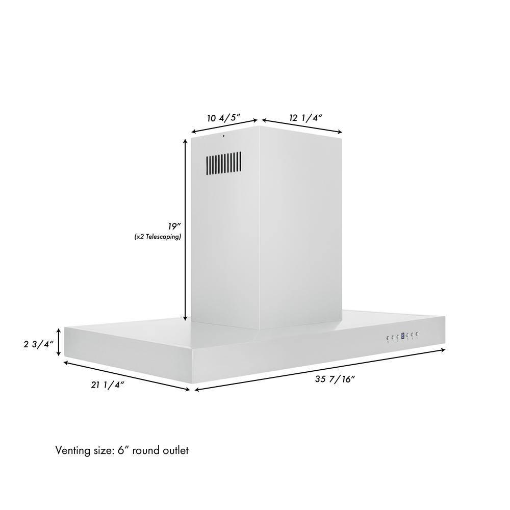 ZLINE ZLINE 36 in. Convertible Vent Isl& Mount Range Hood in Stainless Steel (KE2i-36)