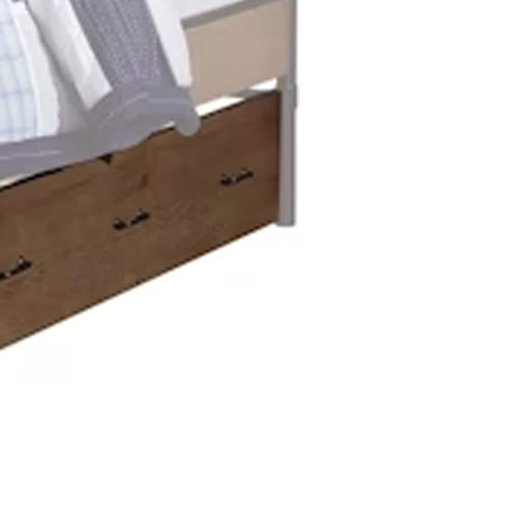 Antique Oak Twin Trundle Bed with Drawer and Wood Frame