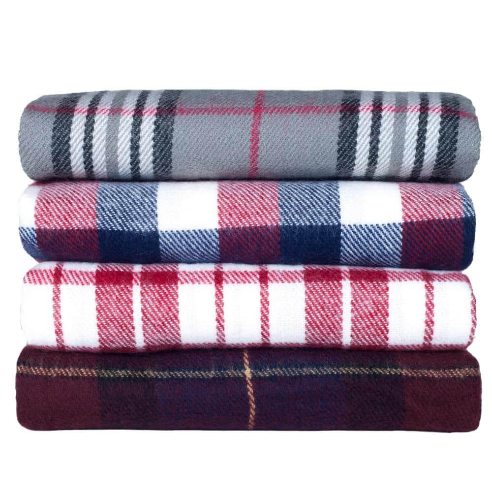 Lavish Home Throw Blanket – 50x60 Soft Cashmere-Like Acrylic, Machine-Washable and Lightweight Decorative Throw Blanket for Bed, Sofa, or Chair - (Blue & Red Plaid)