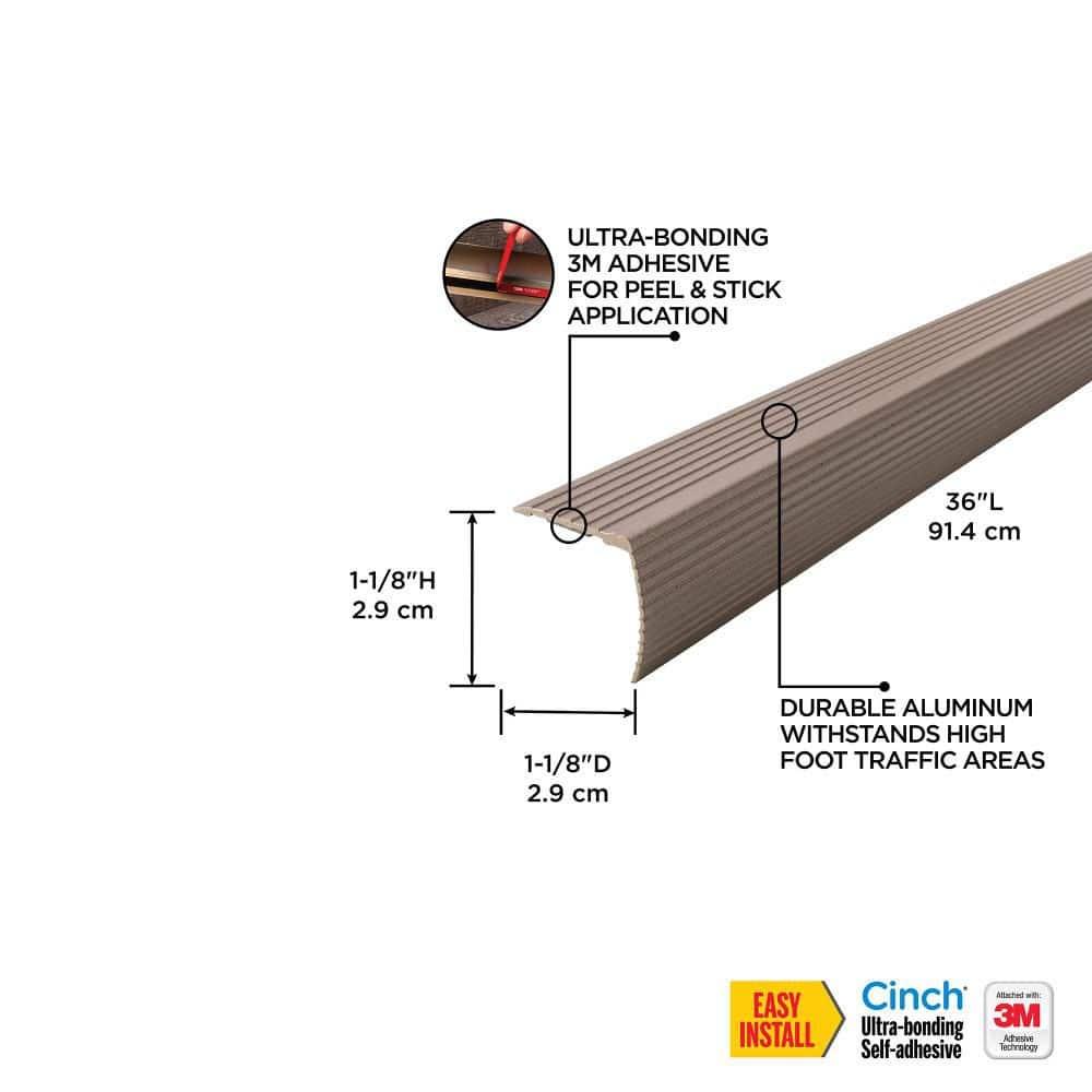 M-D Building Products Cinch Fluted Stair Edge Aluminum 1-1/8 in. H x 1-1/4 in. W x 36 in. D Bro