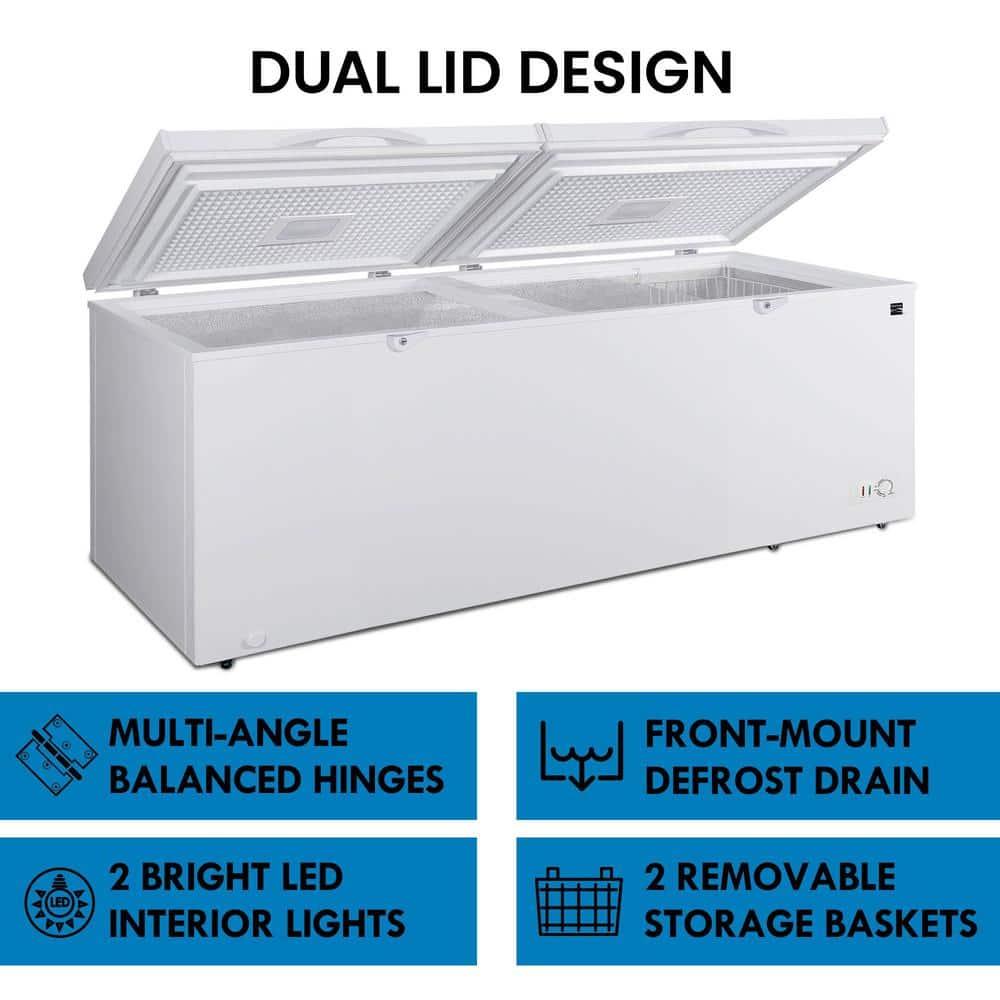 79.13 in. 21 cu. ft. Convertible Freezer, Manual Defrost Chest Freezer with Dual Lids, Garage Ready in White
