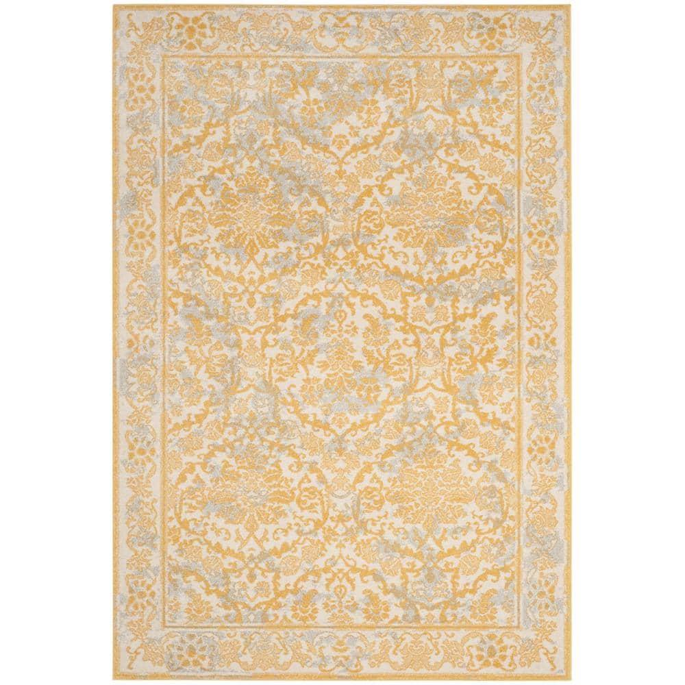 Evoke EVK242 Power Loomed Indoor Area Rug - Ivory/Gold - 4'x6' - Safavieh