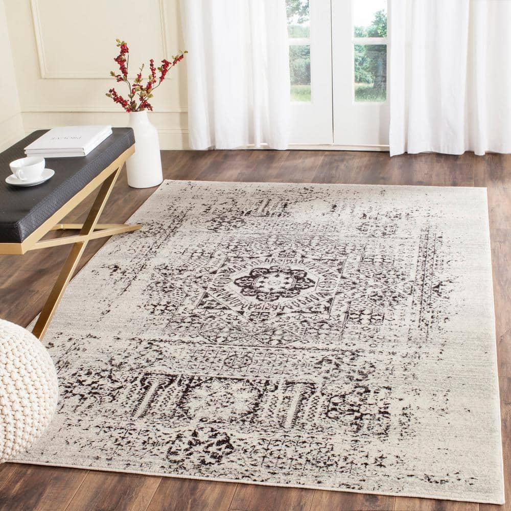 Evoke EVK260 Power Loomed Area Rug - Ivory/Black - 12'x18' - Safavieh.