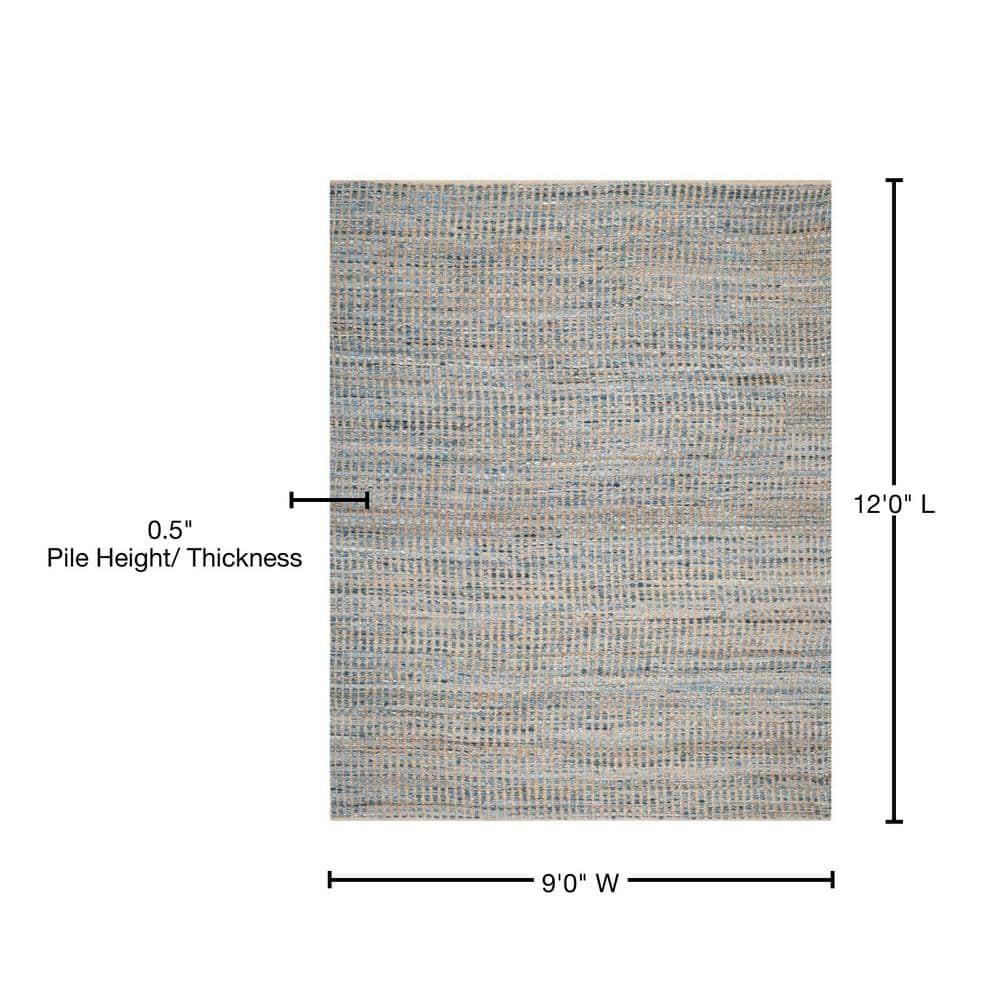 SAFAVIEH Cape Cod Beuregard Geometric Area Rug, Natural/Blue, 9' x 12'