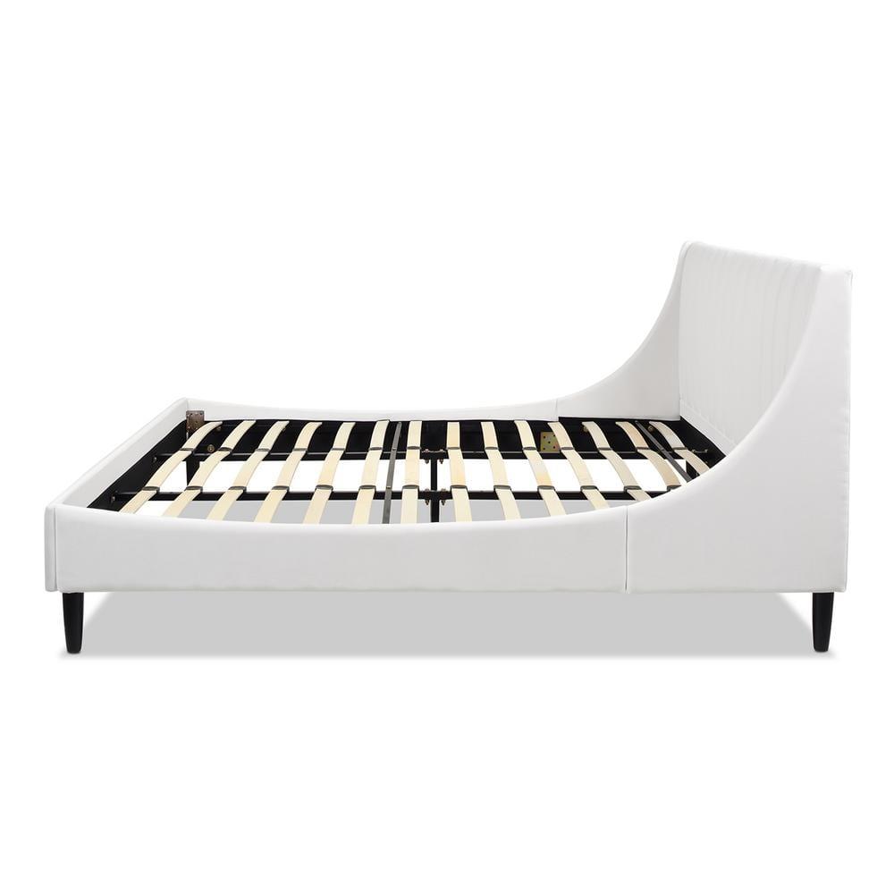 Aspen Vertical Tufted Headboard Platform Bed Set King Cloud White Velvet