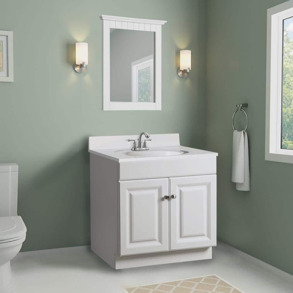 QINBI 541581-WHT Cottage Rectangle Wall Accent Traditional Wood Framed – Living Room, Bedroom, Bathroom Vanity Mirror, 24" H X 21" L, White