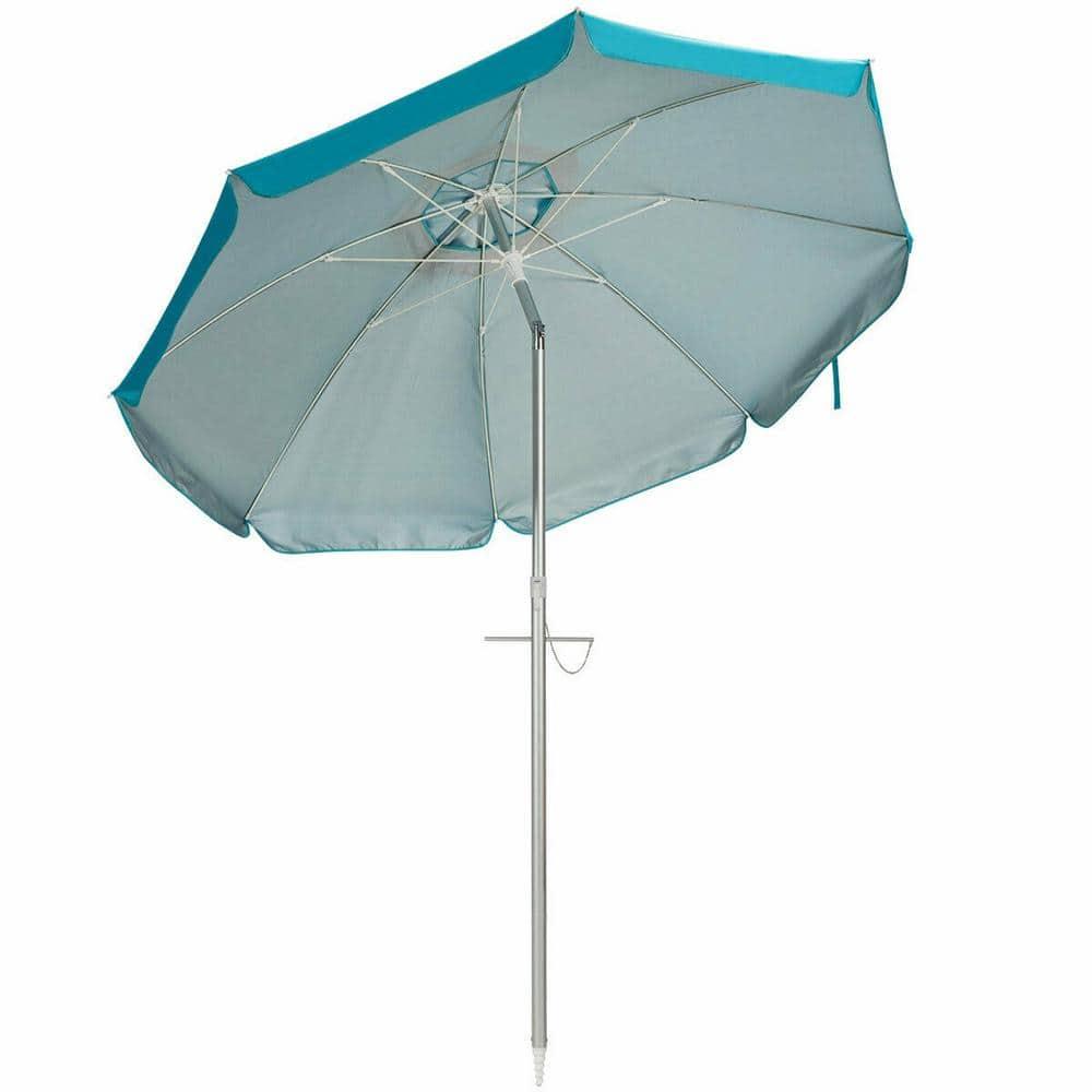 Yardi Yard 6.5 Feet Beach Umbrella with Sun Shade and Carry Bag without Weight Base-Blue, Travel Beach Umbrella, Beach Umbrellas for Sand Heavy Duty Wind Portable Beach Umbrella