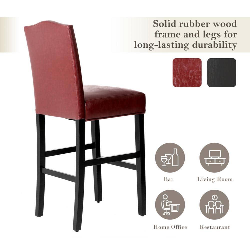 Set of 2 Upholstered PU Barstools with Studded Decor - Glitzhome