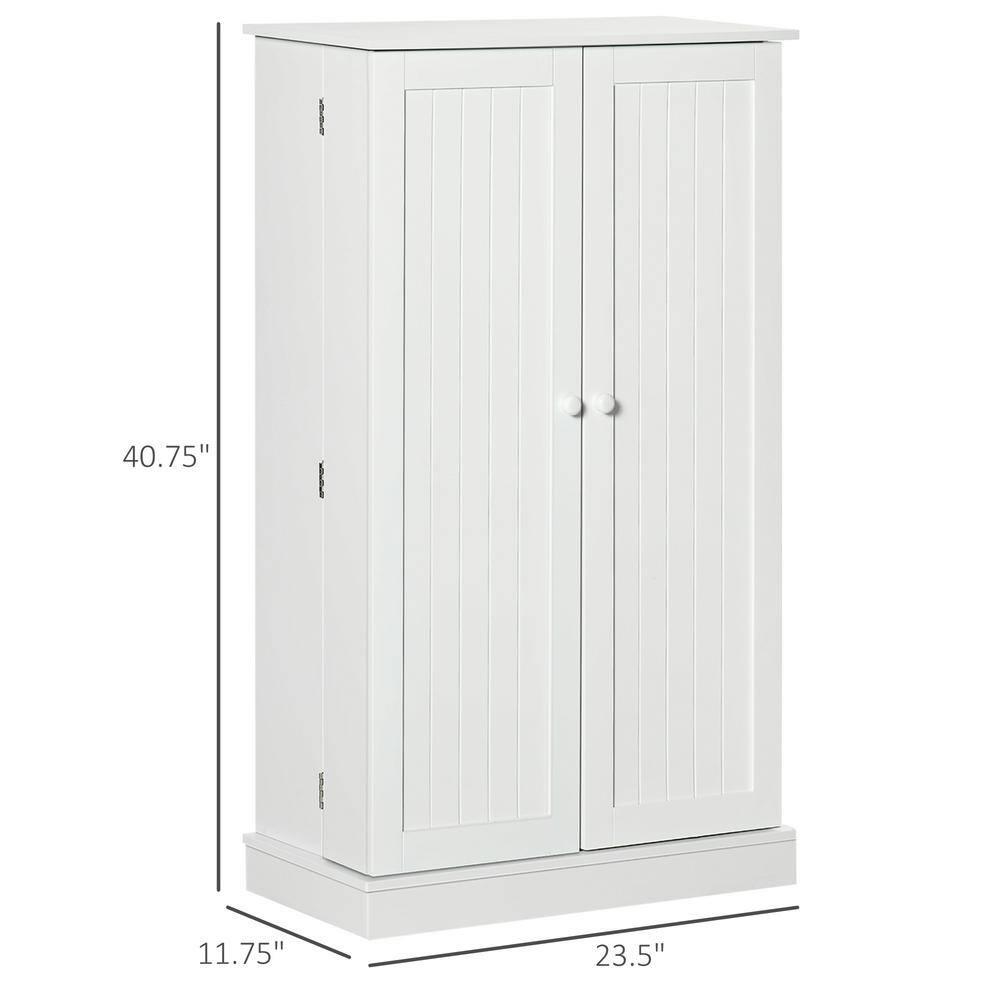 Latitude Run® HOMCOM 41" Modern Kitchen Pantry Freestanding Storage Cabinet With Double Doors Adjustable Shelves For Living Room - White