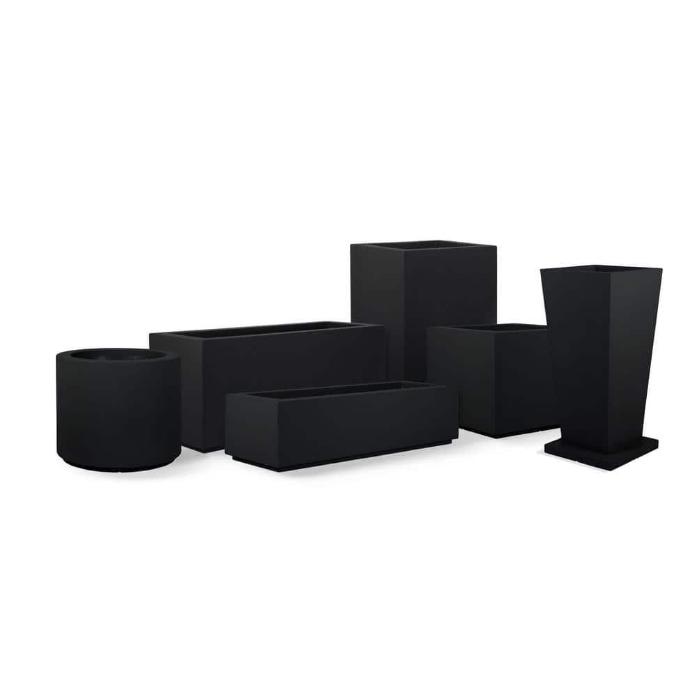 PolyStone Planters Rectangle 17.0-Inches W Extra Large Black Mixed/Composite Contemporary/Modern Outdoor Planter with Drainage Holes