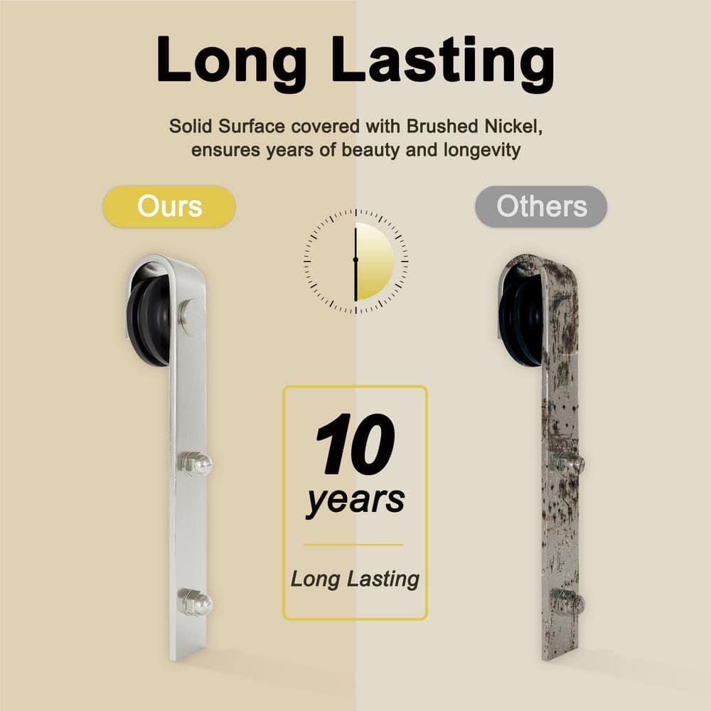 Home Worthy Frosted Glass Solid Manufactured Wood Painted Sliding Barn Door with Nickel-Hardware Kit(No Assembly Required)