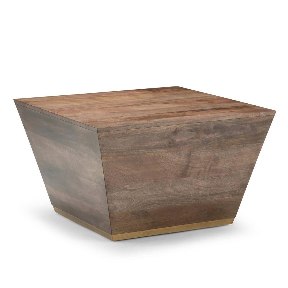 Simpli Home Abba SOLID MANGO WOOD 28 inch Wide Square Modern Coffee Table in Dark Brown, Fully Assembled