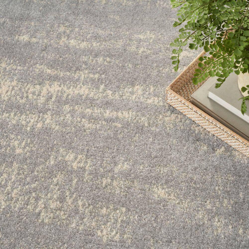 Nourison Essentials Abstract Low Pile Indoor Outdoor Area Rug 4' x 6' Grey/Beige