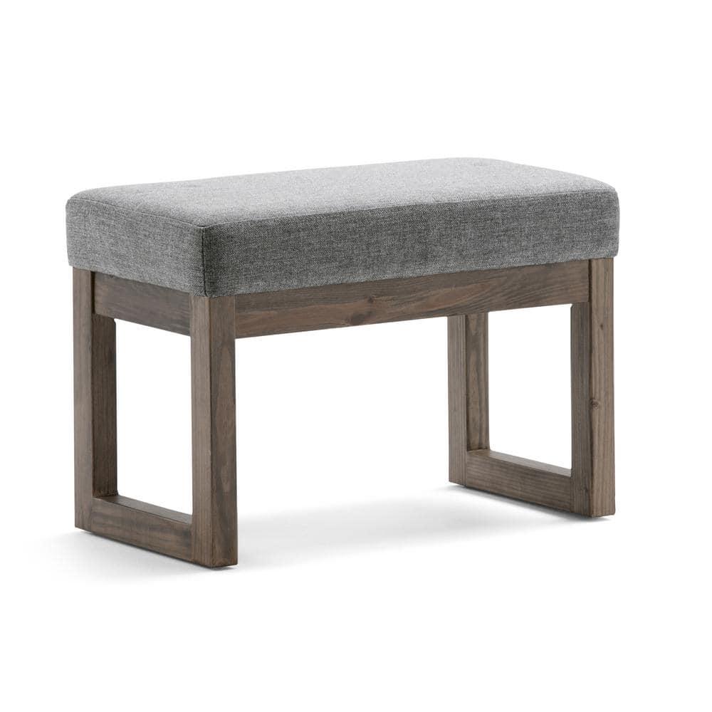 Simpli Home Milltown Solid Wood Footstool Small Ottoman Bench In Grey