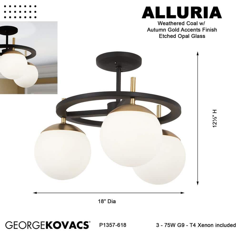 George Kovacs Lighting - Alluria-Three Light Semi-Flush Mount-18 Inches Wide by