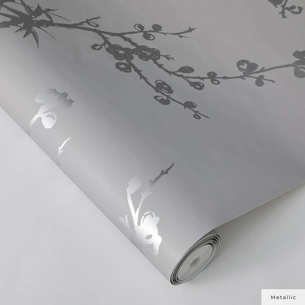 Tempaper & Co.® x Cynthia Rowley Bird Watching Removable Peel and Stick Wallpaper, Dove Gray, 56 sq ft: Vinyl, Self-Adhesive, Botanical