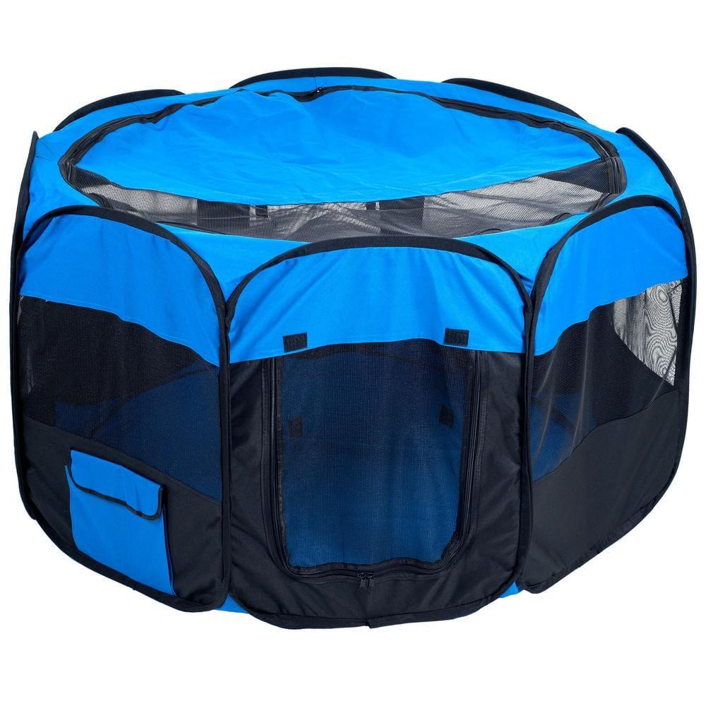 Pet Playpen - 42x25 Pop-Up Dog Kennel with Carry Bag - Portable Play Pen for Dogs, Cats, Rabbits, and Small Animals by  (Blue)