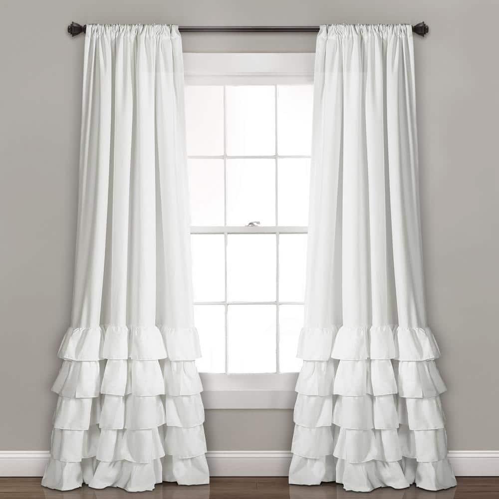 Lush Decor Allison Ruffle Polyester Semi Sheer Curtain Pair (Set of 2)