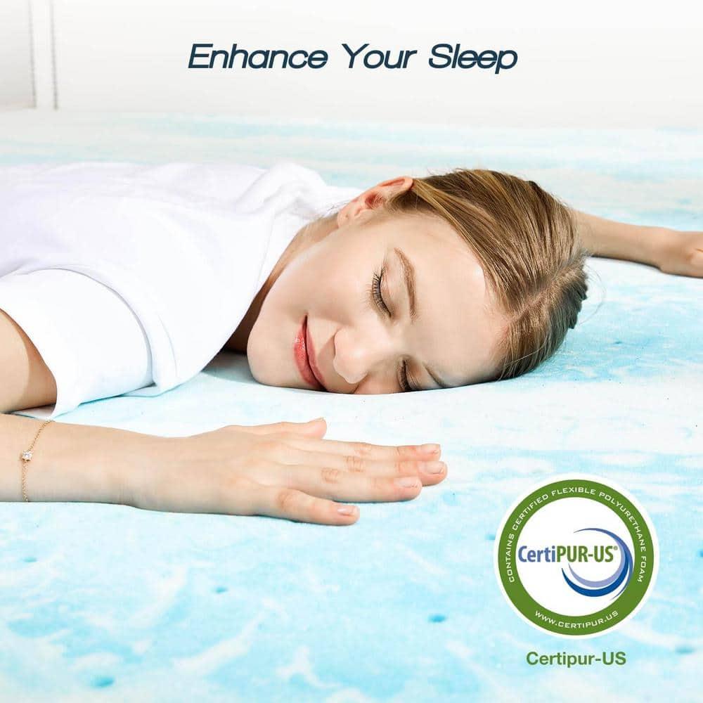 Full Size Blue Gel Memory Foam Mattress Topper