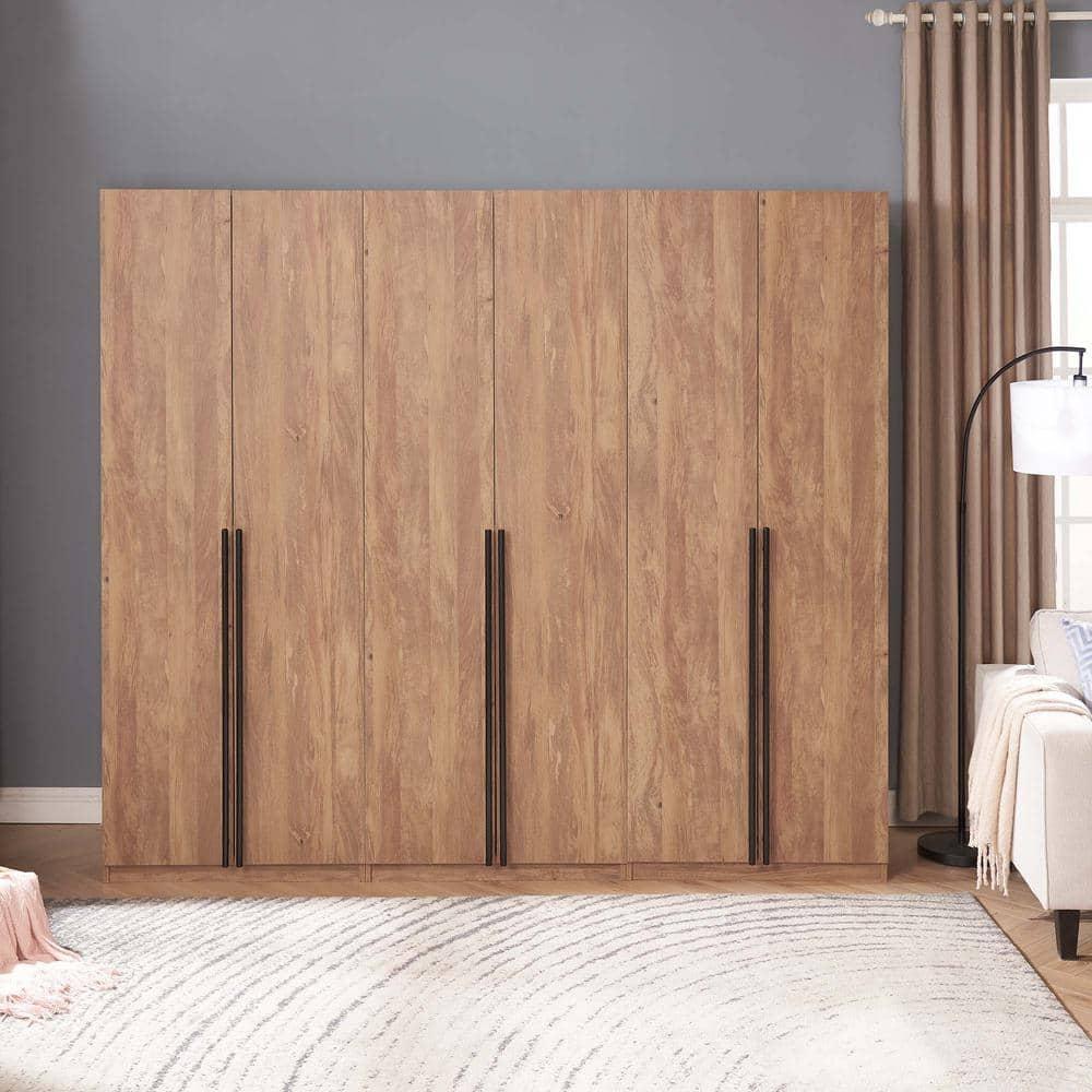 Manhattan Comfort Set of 3 Lee 2 Door and 2 Drawer Wardrobe Closets Golden Brown: Modular Storage Units, MDF Construction