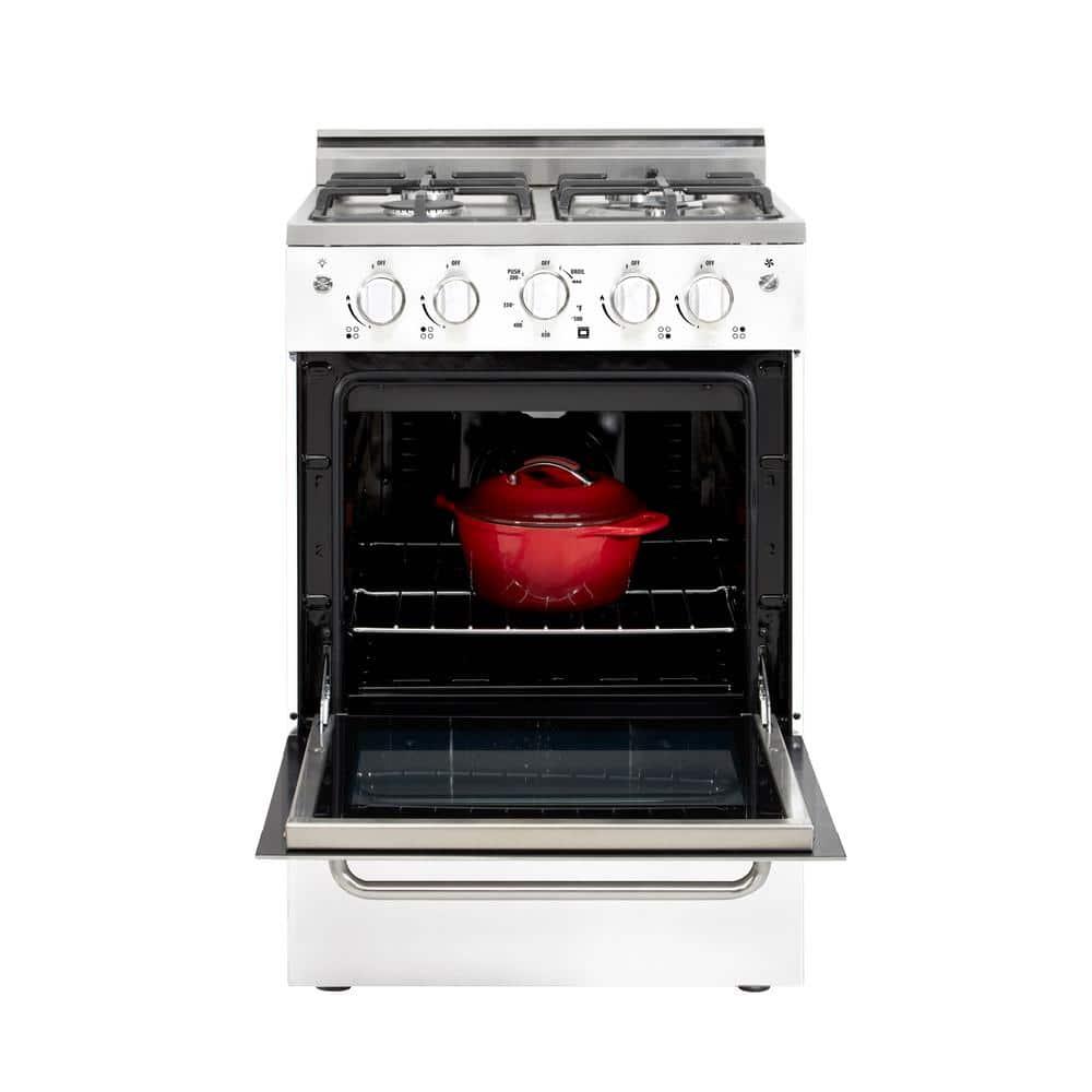 Unique Prestige 24” 2.3 cu ft Double Oven Gas Range in White
