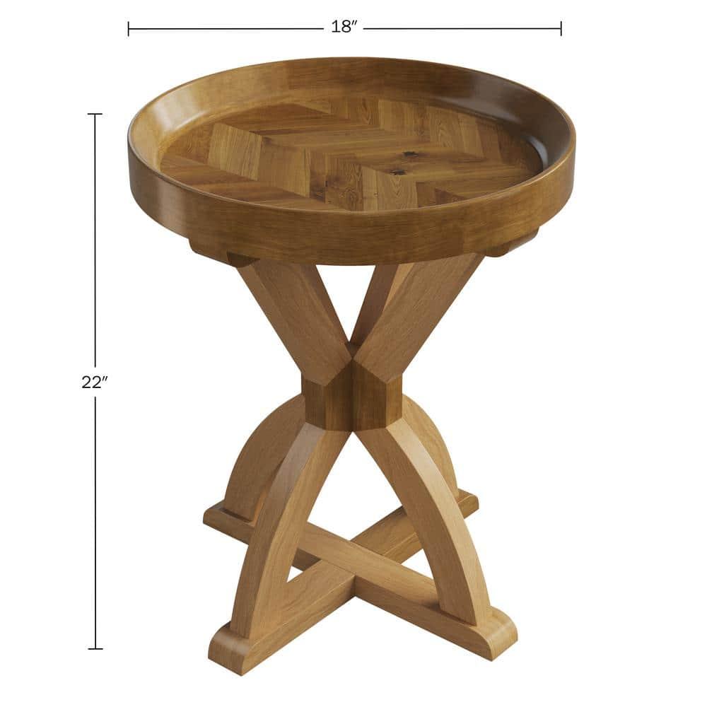 Side Table - Mango Wood Pedestal Table for Couch, Loveseat, Entryway, or Bed - Farmhouse Living Room Furniture by Lavish Home (Natural)