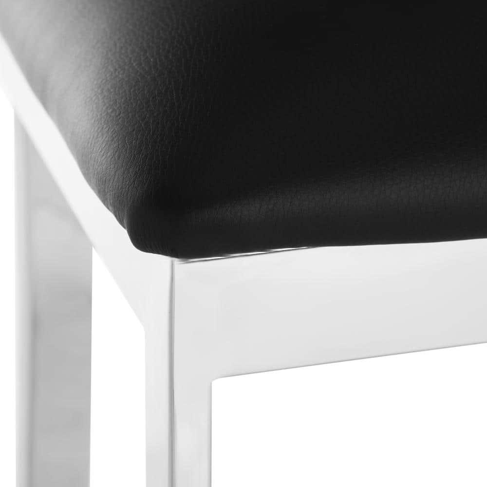 Zoey 39''H Stainless Steel Cross Back Bar Stool - FOX2034 - Chrome/Black - Safavieh Couture