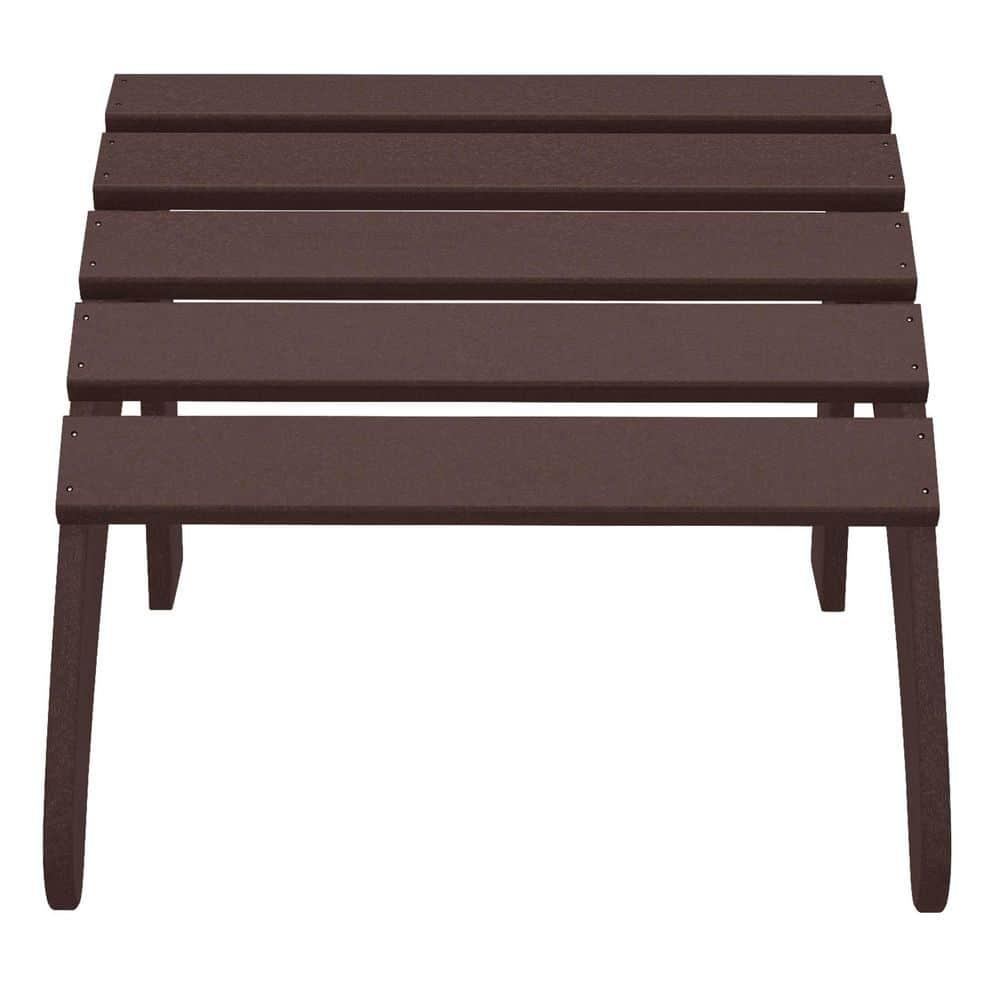 Polytrends  Laguna Hdpe All Weather Outdoor Patio Foldable Ottoman Dark Brown