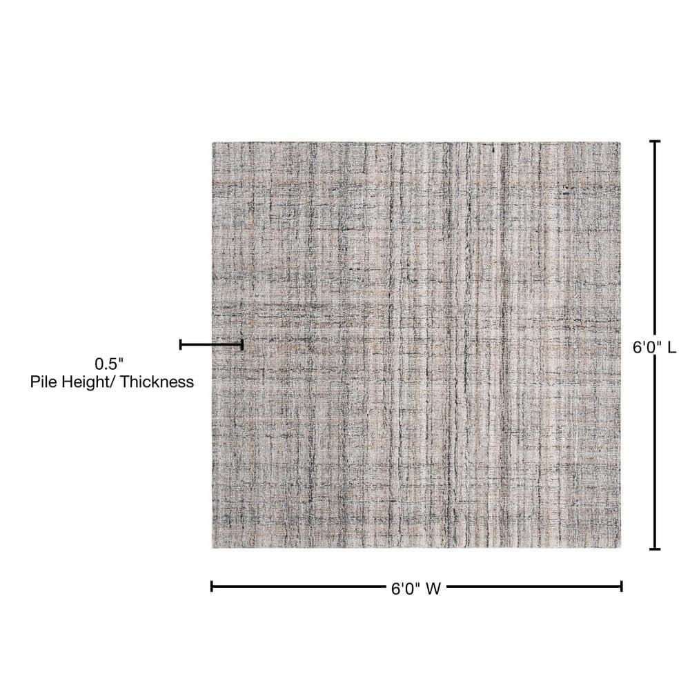 Abstract ABT141 Handmade Indoor Area Rug - Camel/Black - 6'x6' - Safavieh