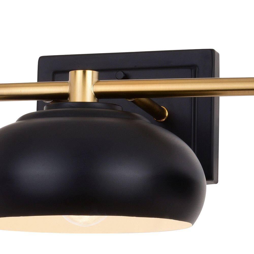 Belmont 3 Light Black and Brass Mid Century Modern Dome Bathroom Vanity Fixture
