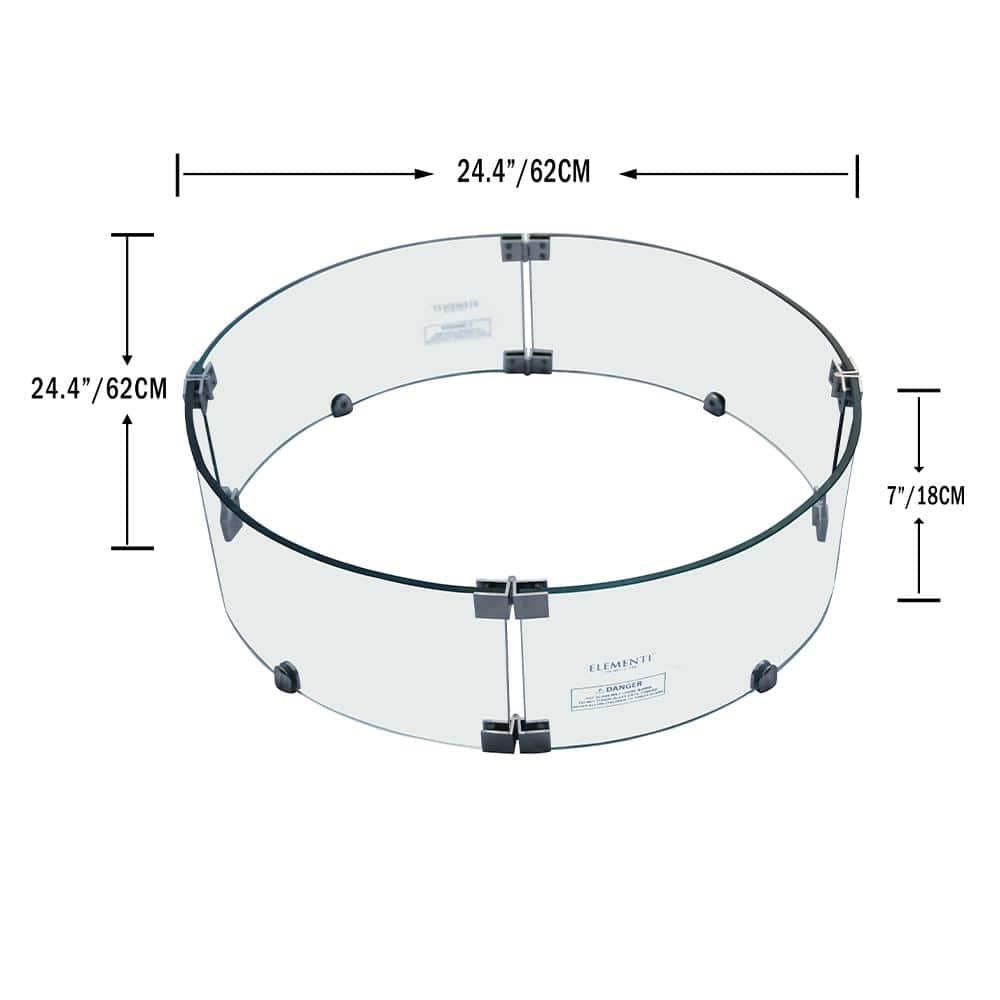 Columbia Round Tempered Glass Wind Screen - Elementi: 25" Diameter Steel Frame, Draft Protection
