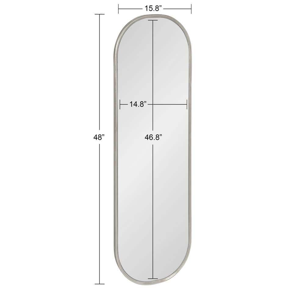 Kate and Laurel Caskill Modern Capsule Panel Mirror, 16 x 48, Silver, Decorative Oval Full Length Accent Mirror for Wall
