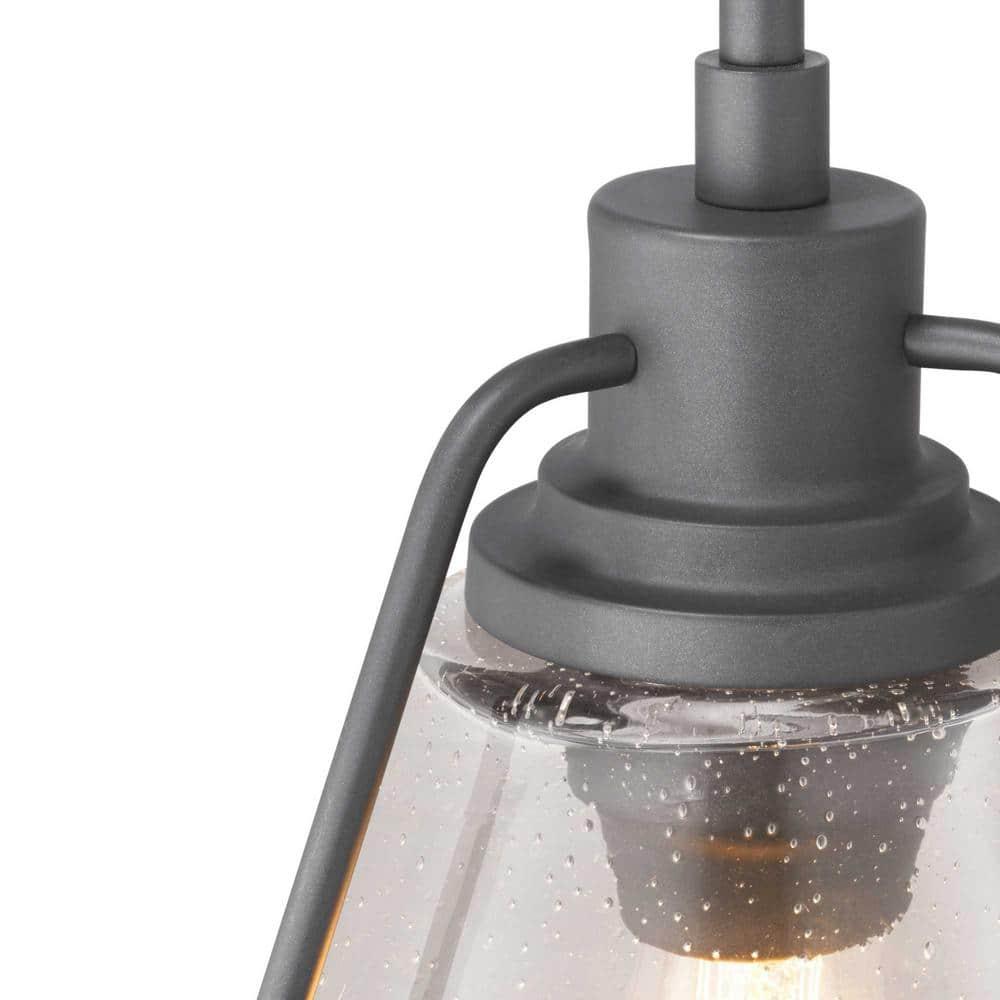 Progress Lighting, Range Collection, 1-Light Wall Sconce, Graphite Finish, Clear Seeded Glass Shade