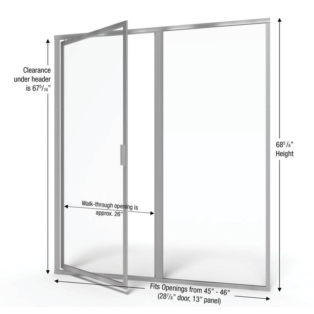 Deluxe 46" x 68.63" Pivot Framed Shower Door