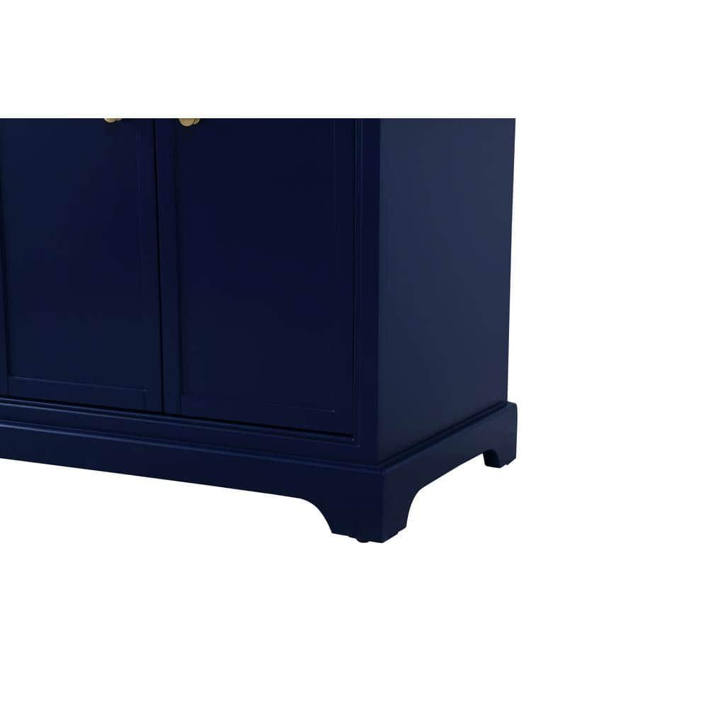 Elegant Decor Americana 72" Metal MDF Marble Double Bathroom Vanity in Blue
