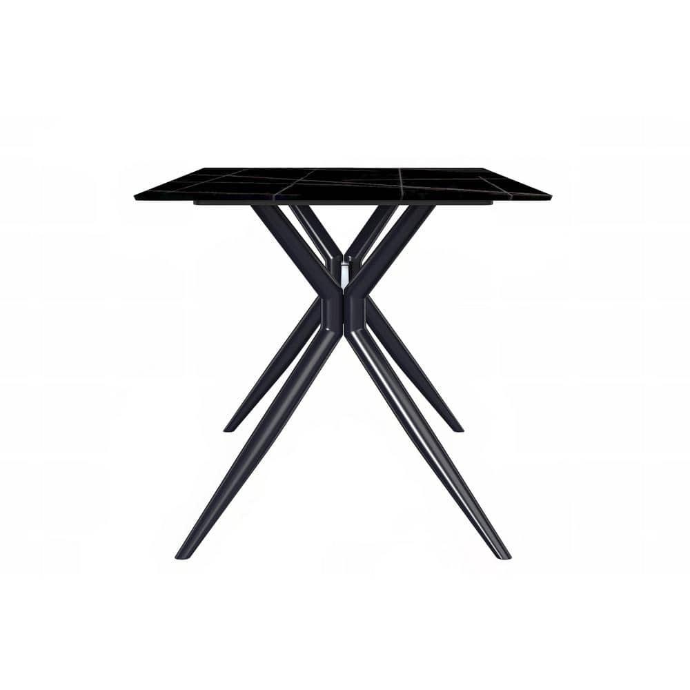 Kaison Modern Dining Table with Sintered Stone Top and Stainless Steel Base