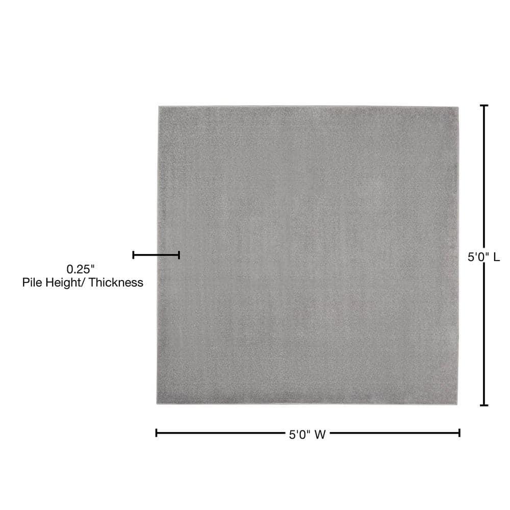 Nourison Essentials Easy Care Indoor Outdoor Area Rug - Silver Grey 5' x Square