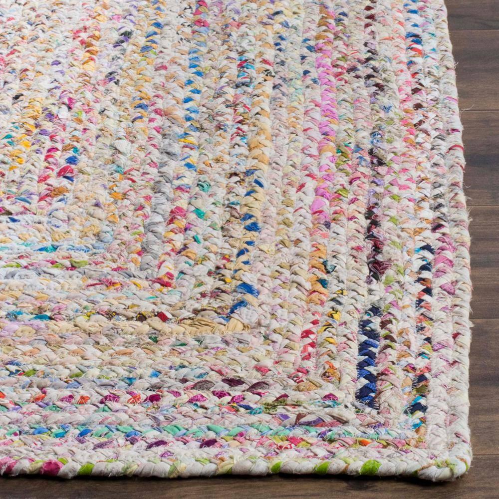 Braided BRD210 Hand Woven Area Rug - Ivory/Multi - 3'x3' - Safavieh.