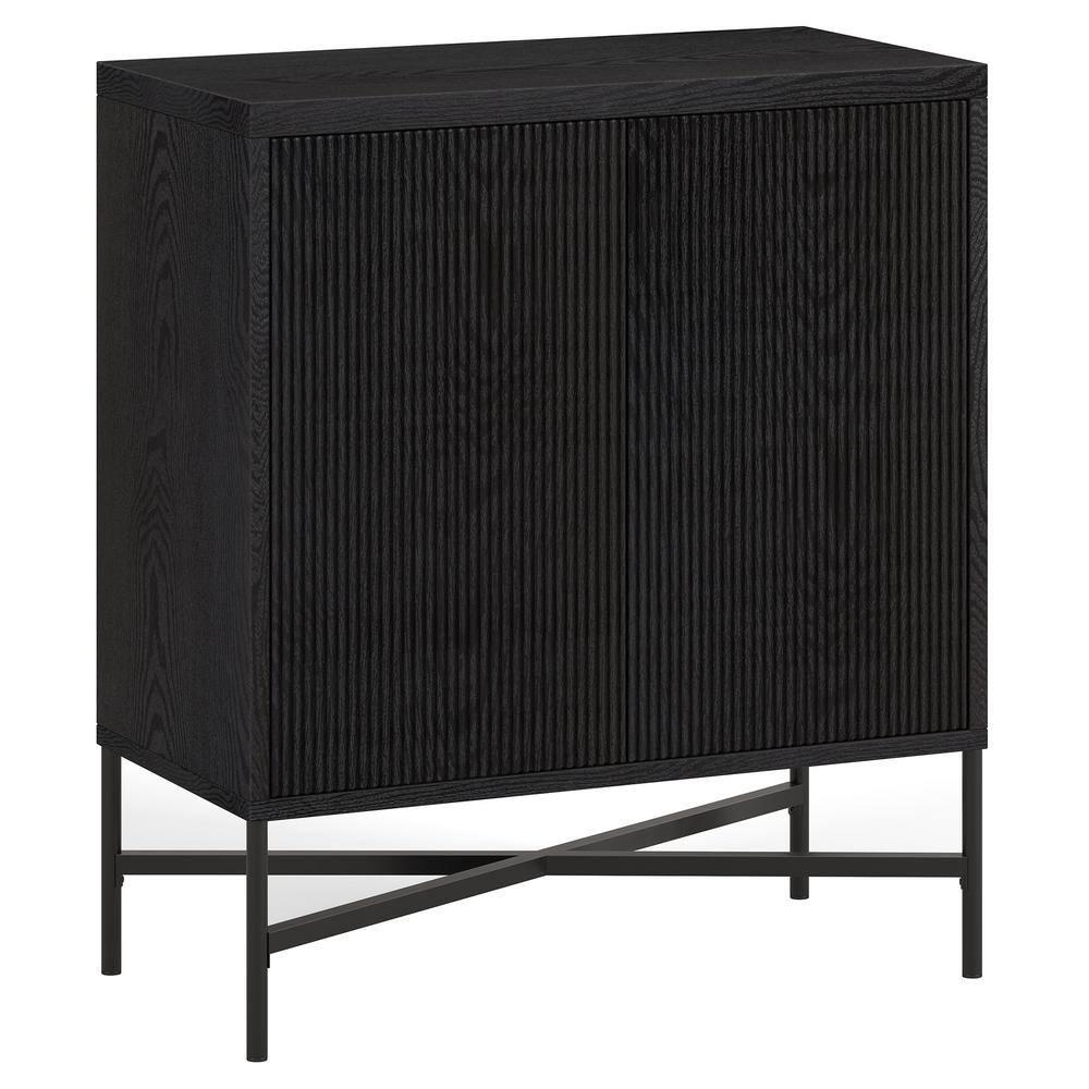 Evelyn&Zoe Brighton 28" Wide Rectangular Accent Cabinet, Black Grain