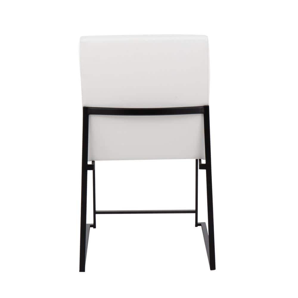 Set of 2 High Back Fuji Dining Chairs Leather/Steel Black/White - LumiSource