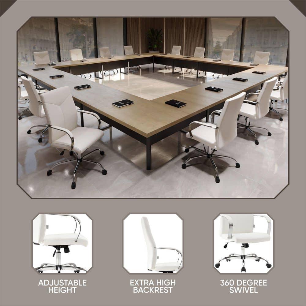 LeisureMod Sonora High-Back Leather Office Chair with Adjustable Height, Swivel, and Tilt, Ergonomic Design for Desk, Conference Room, or Home Office