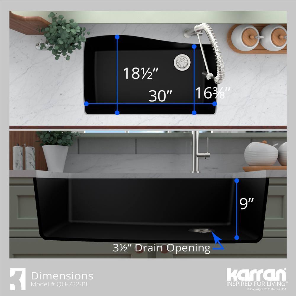 Karran Undermount Quartz Composite 33-1/2'' X 21'' Single Bowl Kitchen Sink