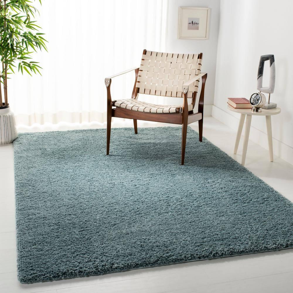 August Shag 900 AUG900 Power Loomed Indoor Area Rug - Aqua - 5'3"x5'3" - Safavieh