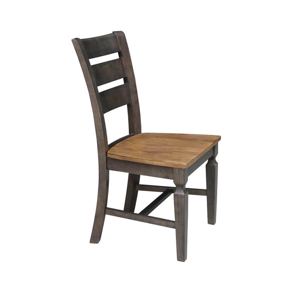 Set of 2 Vista Ladder Back Dining Chairs Hickory Brown - International Concepts: Solid Wood, Armless
