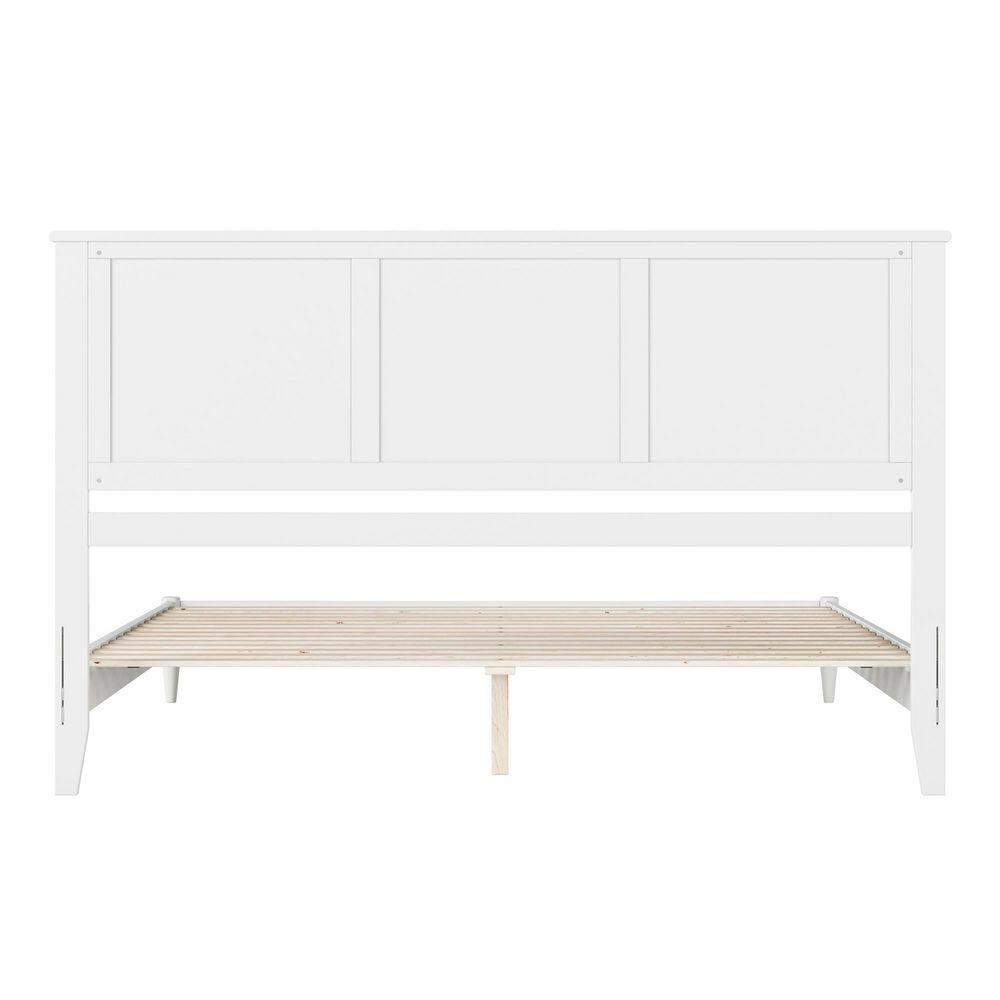 AFI Charlotte King Solid Wood Low Profile Platform Bed, White