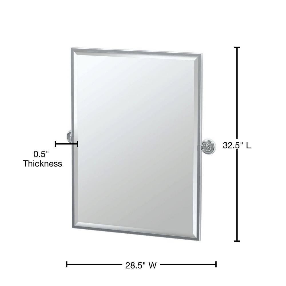 Designer II Wall Mount Framed Rectangle Mirror | Pivoting and Beveled Bathroom Mirror