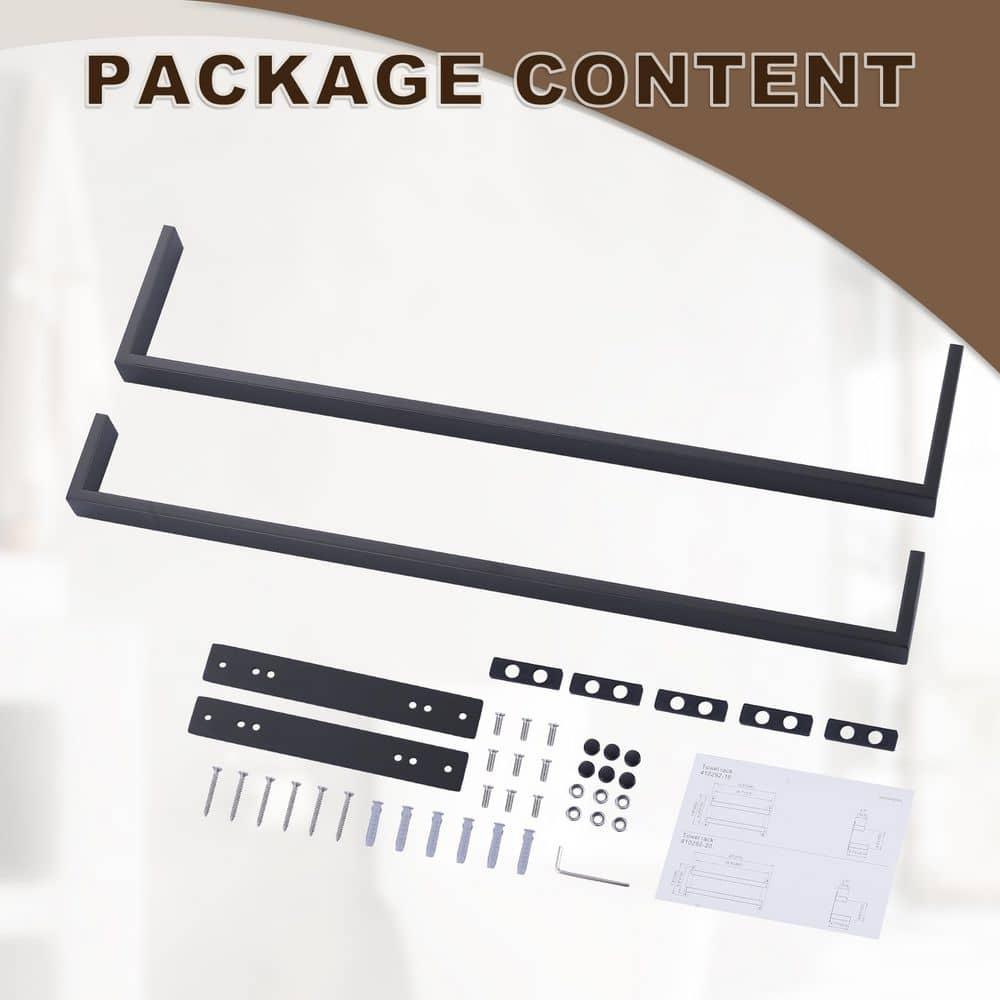 2-Tier Stainless Steel Wall Mounted Square Towel Rack With Concealed Mounting Hardware Staggered Two Rod Towel Rack